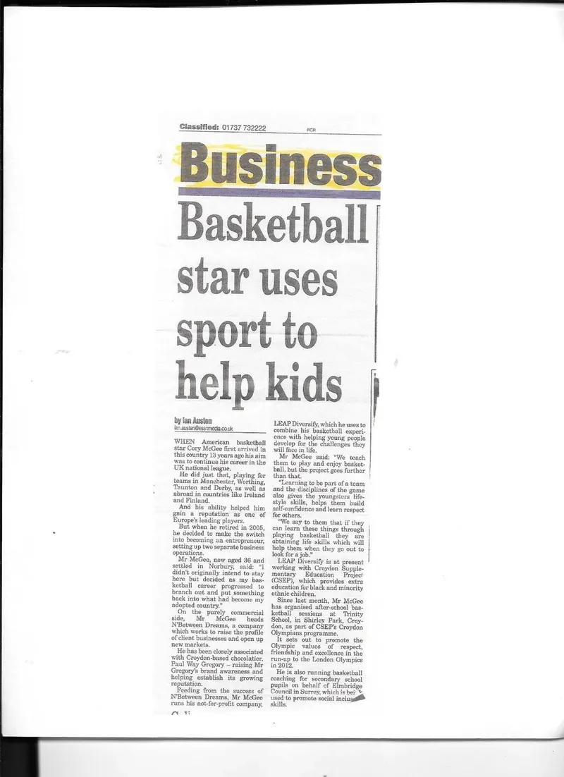 Press feature: Basketball star uses sport to help kids