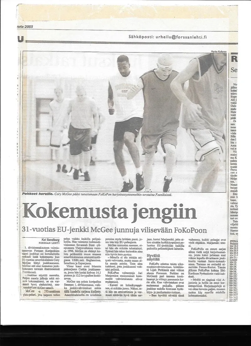 Finnish press feature on Cory McGee